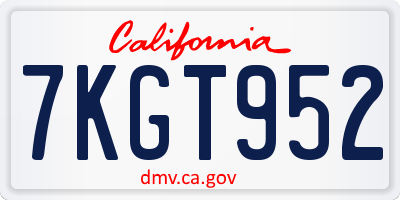 CA license plate 7KGT952