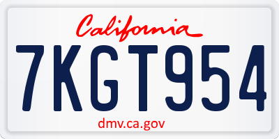CA license plate 7KGT954