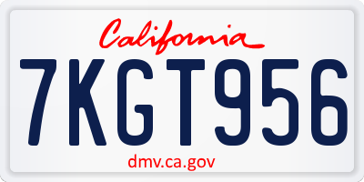CA license plate 7KGT956