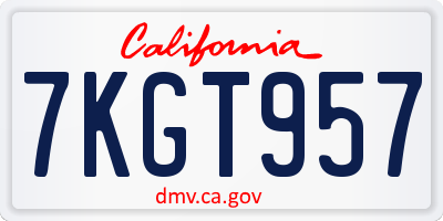 CA license plate 7KGT957