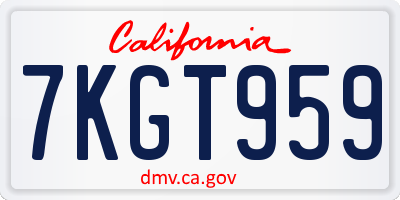 CA license plate 7KGT959
