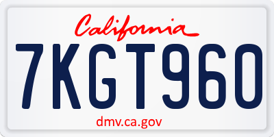 CA license plate 7KGT960