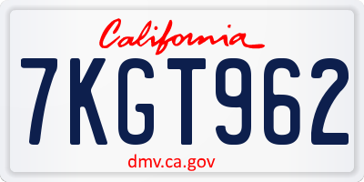 CA license plate 7KGT962
