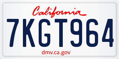 CA license plate 7KGT964