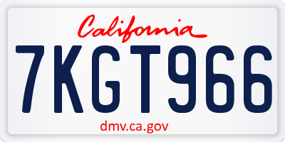 CA license plate 7KGT966