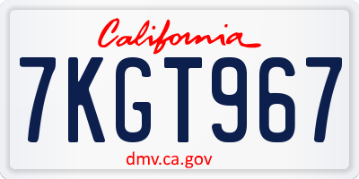 CA license plate 7KGT967