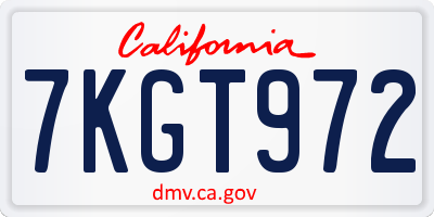 CA license plate 7KGT972