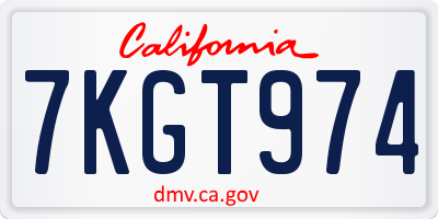 CA license plate 7KGT974