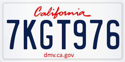 CA license plate 7KGT976