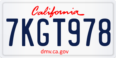 CA license plate 7KGT978