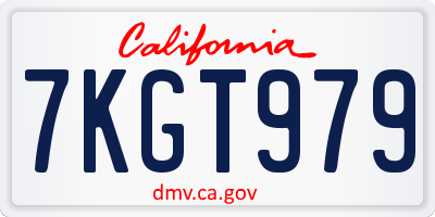 CA license plate 7KGT979