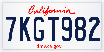 CA license plate 7KGT982