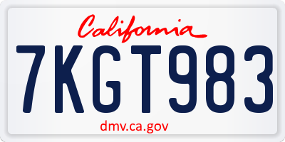 CA license plate 7KGT983