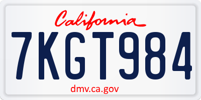 CA license plate 7KGT984