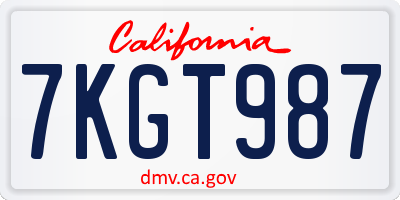 CA license plate 7KGT987