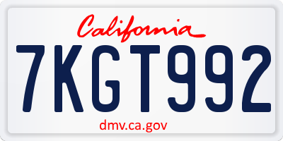CA license plate 7KGT992