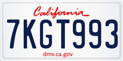 CA license plate 7KGT993