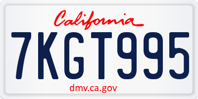 CA license plate 7KGT995
