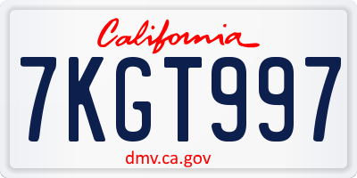 CA license plate 7KGT997