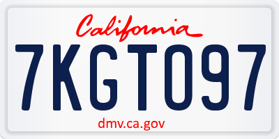 CA license plate 7KGTO97