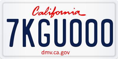 CA license plate 7KGU000