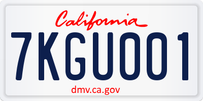 CA license plate 7KGU001