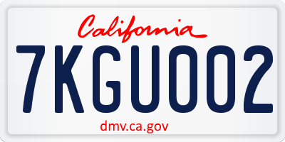 CA license plate 7KGU002