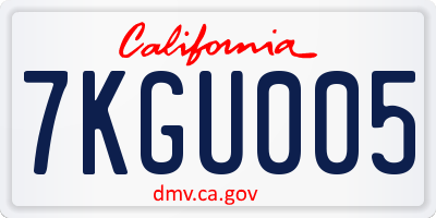 CA license plate 7KGU005