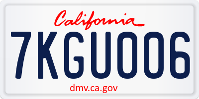 CA license plate 7KGU006