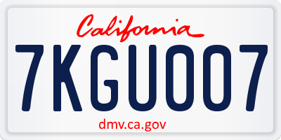 CA license plate 7KGU007