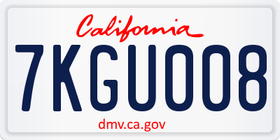 CA license plate 7KGU008