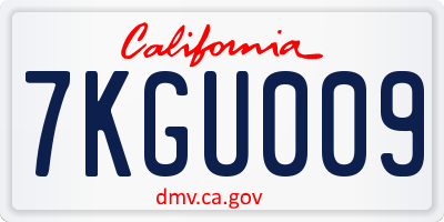 CA license plate 7KGU009