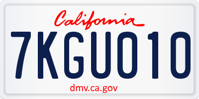 CA license plate 7KGU010