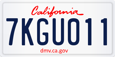 CA license plate 7KGU011