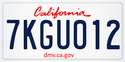CA license plate 7KGU012
