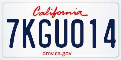 CA license plate 7KGU014