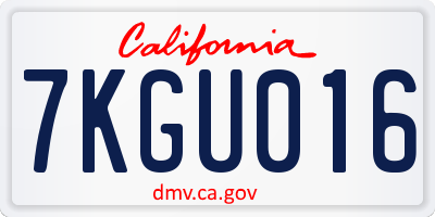 CA license plate 7KGU016