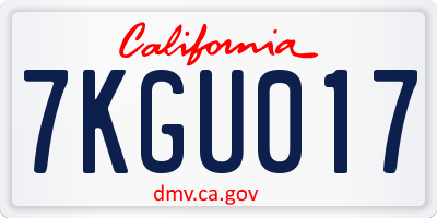 CA license plate 7KGU017
