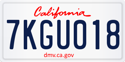 CA license plate 7KGU018