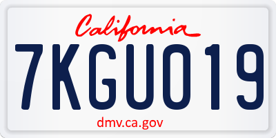 CA license plate 7KGU019