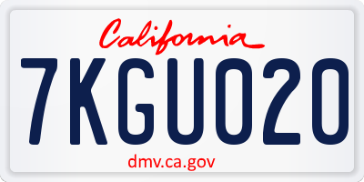 CA license plate 7KGU020