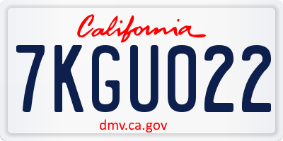 CA license plate 7KGU022