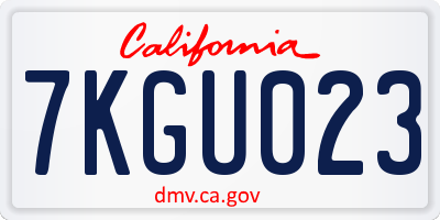 CA license plate 7KGU023