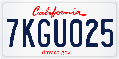 CA license plate 7KGU025