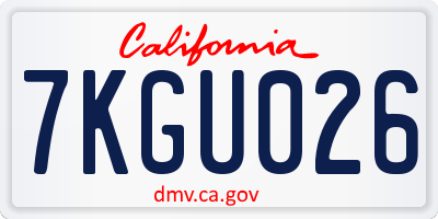 CA license plate 7KGU026