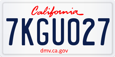 CA license plate 7KGU027