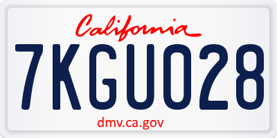 CA license plate 7KGU028