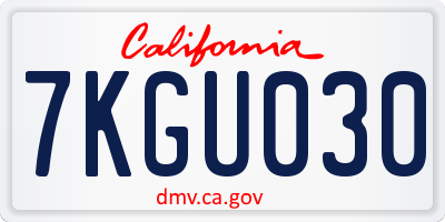 CA license plate 7KGU030