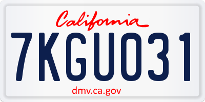 CA license plate 7KGU031
