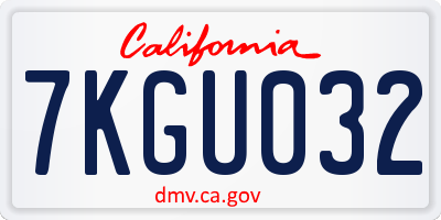 CA license plate 7KGU032